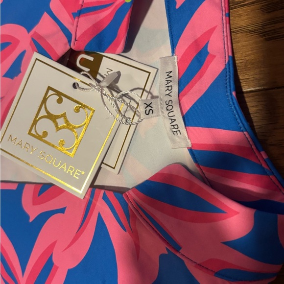 Mary Square  Blue & Pink Floral Dress xsmall NWT SPF 50 - Picture 3 of 3